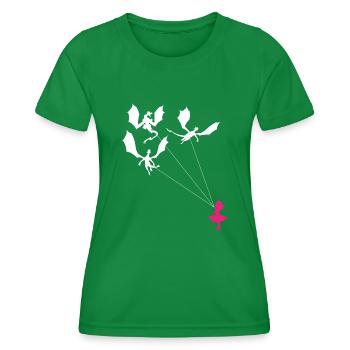 Lustiges Trendiges Kleines Mädchen Mit Drachen - Frauen Funktions-T-Shirt - Kelly Green - Vorne - AI Model Female 172 dark (172cm)
