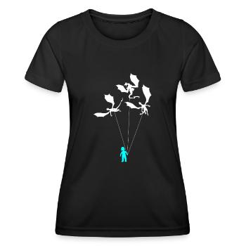 Funny Trendy Little Boy With Dragon - Women's Functional T-Shirt - black - Front - AI Model Female 172 light (172cm)