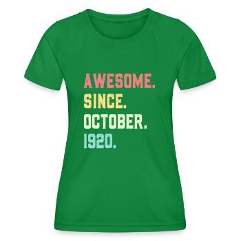 Großartig seit Oktober 1920 - Frauen Funktions-T-Shirt - Kelly Green - Vorne - AI Model Female 172 dark (172cm)