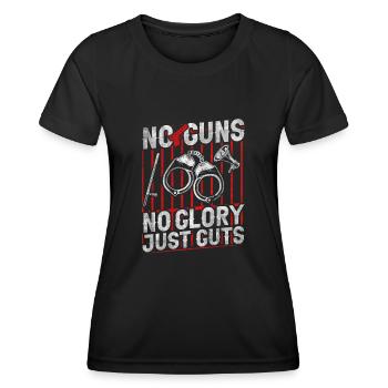 No Guns No Glory Just GutsStrafvollzugsbeamter - Frauen Funktions-T-Shirt - Schwarz - Vorne - AI Model Female 172 light (172cm)