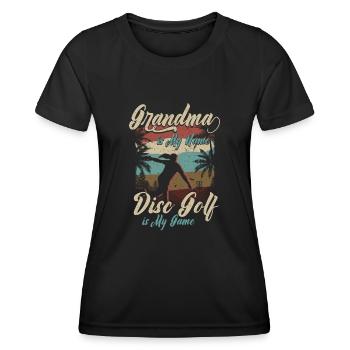 Grandma Is My Name Disc Golf Is My Game für Oma - Frauen Funktions-T-Shirt - Schwarz - Vorne - AI Model Female 172 light (172cm)