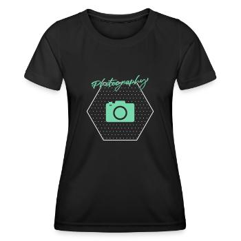 Fotografie - Frauen Funktions-T-Shirt - Schwarz - Vorne - AI Model Female 172 light (172cm)