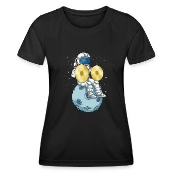 Becken Musikinstrument Astronaut Big Band Becken - Frauen Funktions-T-Shirt - Schwarz - Vorne - AI Model Female 172 light (172cm)