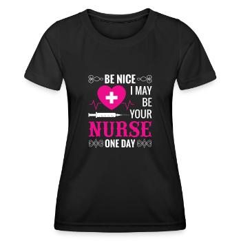 Sei nett zu der Krankenschwester - Frauen Funktions-T-Shirt - Schwarz - Vorne - AI Model Female 172 light (172cm)