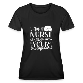 Nurse, what is your superpower? - Women's Functional T-Shirt - black - Front - AI Model Female 172 light (172cm)