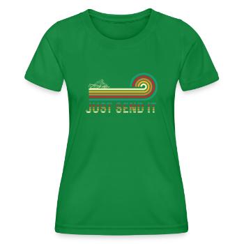 Just Send It mit dem Schneemoblie Raubenfahrzeug - Frauen Funktions-T-Shirt - Kelly Green - Vorne - AI Model Female 172 dark (172cm)