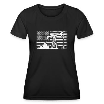 Champs pétrolifères américains, travailleurs des champs pétrolifères - T-shirt sport Femme - noir - Devant - AI Model Female 172 light (172cm)