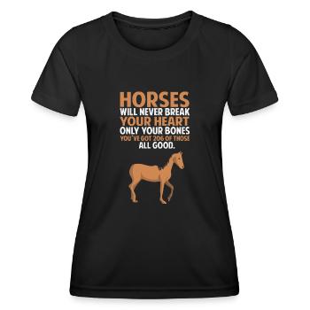 Pferde Werden Niemals Dein Herz Brechen - Frauen Funktions-T-Shirt - Schwarz - Vorne - AI Model Female 172 light (172cm)