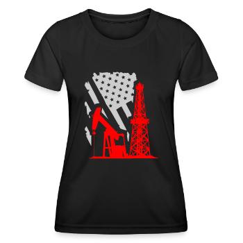 Champs pétrolifères américains, travailleurs des champs pétrolifères - T-shirt sport Femme - noir - Devant - AI Model Female 172 light (172cm)