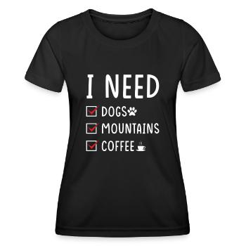 hunde Berge Kaffee - Frauen Funktions-T-Shirt - Schwarz - Vorne - AI Model Female 172 light (172cm)
