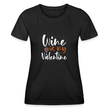 Le vin rouge est ma Saint-Valentin - T-shirt sport Femme - noir - Devant - AI Model Female 172 light (172cm)