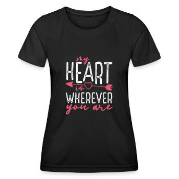 Mon cœur est où que vous soyez - T-shirt sport Femme - noir - Devant - AI Model Female 172 light (172cm)