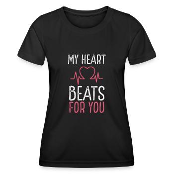 Mon cœur bat pour toi - T-shirt sport Femme - noir - Devant - AI Model Female 172 light (172cm)