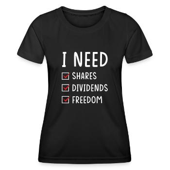 Shares Dividends Freedom - Women's Functional T-Shirt - black - Front - AI Model Female 172 light (172cm)