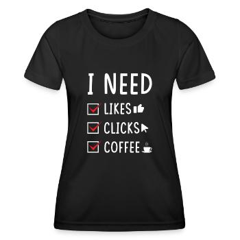 Social Media Likes Klicks Kaffee - Frauen Funktions-T-Shirt - Schwarz - Vorne - AI Model Female 172 light (172cm)