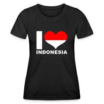 J’aime l’Indonésie drapeau du cœur Indonésie - T-shirt sport Femme - noir - Devant - AI Model Female 172 light (172cm)