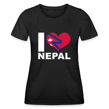 Ich liebe Nepal Herz Flagge Nepal - Frauen Funktions-T-Shirt - Schwarz - Vorne - AI Model Female 172 light (172cm)
