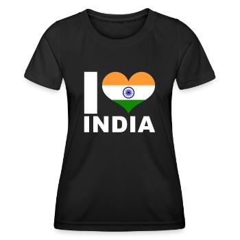 J’aime l’Inde drapeau du cœur Inde - T-shirt sport Femme - noir - Devant - AI Model Female 172 light (172cm)