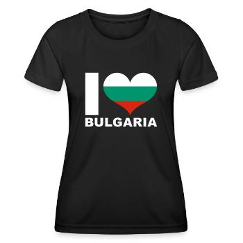 Ich liebe Bulgarien Herz Flagge Bulgarien - Frauen Funktions-T-Shirt - Schwarz - Vorne - AI Model Female 172 light (172cm)