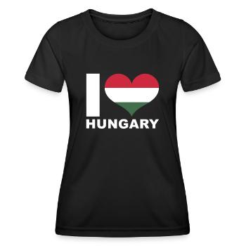 J’aime la Hongrie Heart Flag Hongrie - T-shirt sport Femme - noir - Devant - AI Model Female 172 light (172cm)
