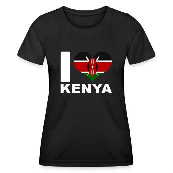 Ich liebe Kenia Herz Flagge Kenia - Frauen Funktions-T-Shirt - Schwarz - Vorne - AI Model Female 172 light (172cm)
