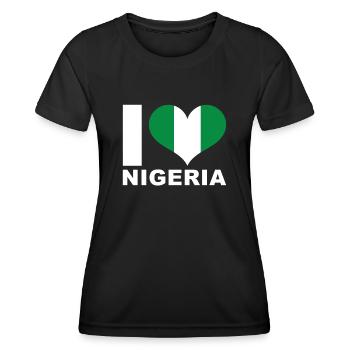 Ich liebe Nigeria Herz Flagge Nigeria - Frauen Funktions-T-Shirt - Schwarz - Vorne - AI Model Female 172 light (172cm)
