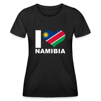 Ich liebe Namibia Herz Flagge Namibia - Frauen Funktions-T-Shirt - Schwarz - Vorne - AI Model Female 172 light (172cm)