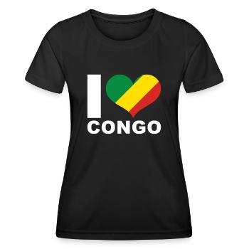 Ich liebe Kongo Herz Flagge Kongo - Frauen Funktions-T-Shirt - Schwarz - Vorne - AI Model Female 172 light (172cm)