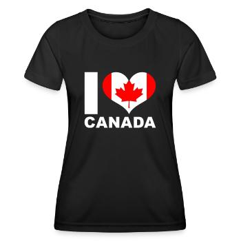 J’aime le drapeau du cœur du Canada - T-shirt sport Femme - noir - Devant - AI Model Female 172 light (172cm)