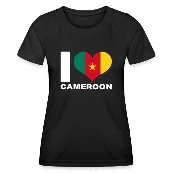 J’aime le cameroun drapeau du cœur Cameroun - T-shirt sport Femme - noir - Devant - AI Model Female 172 light (172cm)