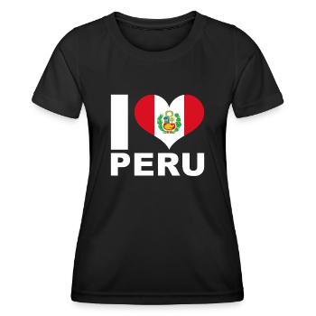 Ich liebe Peru Herz Flagge Peru - Frauen Funktions-T-Shirt - Schwarz - Vorne - AI Model Female 172 light (172cm)