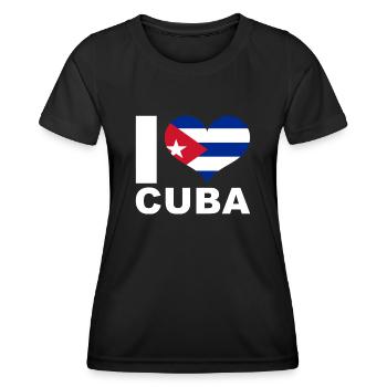Ich liebe Kuba Herz Flagge Kuba - Frauen Funktions-T-Shirt - Schwarz - Vorne - AI Model Female 172 light (172cm)