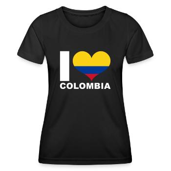 Ich liebe Kolumbien Herz Flagge Kolumbien - Frauen Funktions-T-Shirt - Schwarz - Vorne - AI Model Female 172 light (172cm)