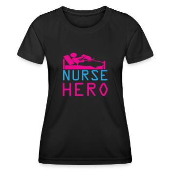 KRANKENSCHWESTER Nurse Hero - Women's Functional T-Shirt - black - Front - AI Model Female 172 light (172cm)