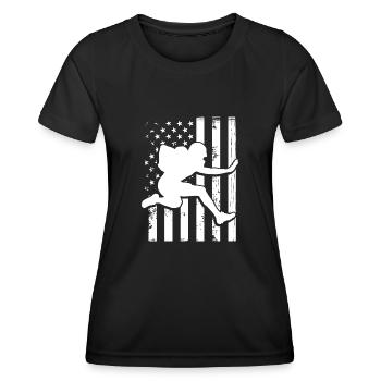 Running back Sur un drapeau des États-Unis - T-shirt sport Femme - noir - Devant - AI Model Female 172 light (172cm)