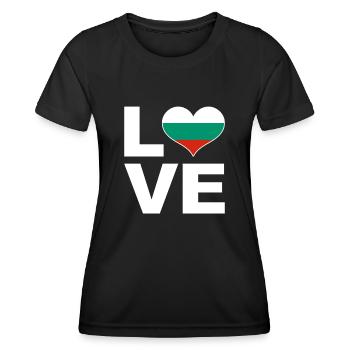 Ich liebe Bulgarien Herz Flagge Bulgarien - Frauen Funktions-T-Shirt - Schwarz - Vorne - AI Model Female 172 light (172cm)