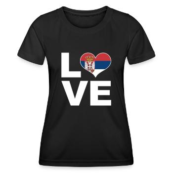 Ich liebe Serbien Herz Flagge Serbien - Frauen Funktions-T-Shirt - Schwarz - Vorne - AI Model Female 172 light (172cm)