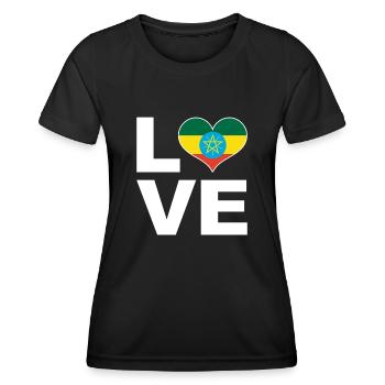 I love Ethiopia heart flag Ethiopia - Women's Functional T-Shirt - black - Front - AI Model Female 172 light (172cm)
