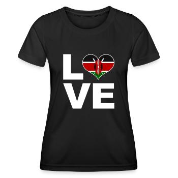 Ich liebe Kenia Herz Flagge Kenia - Frauen Funktions-T-Shirt - Schwarz - Vorne - AI Model Female 172 light (172cm)