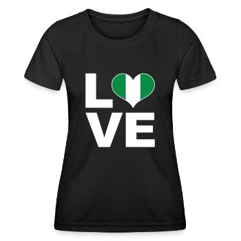 Ich liebe Nigeria Herz Flagge Nigeria - Frauen Funktions-T-Shirt - Schwarz - Vorne - AI Model Female 172 light (172cm)