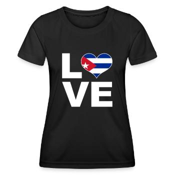 Ich liebe Kuba Herz Flagge Kuba - Frauen Funktions-T-Shirt - Schwarz - Vorne - AI Model Female 172 light (172cm)