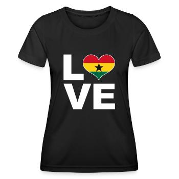 Ich liebe Ghana Herz Flagge Ghana - Frauen Funktions-T-Shirt - Schwarz - Vorne - AI Model Female 172 light (172cm)
