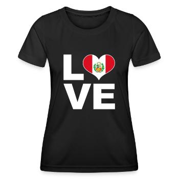 Ich liebe Peru Herz Flagge Peru - Frauen Funktions-T-Shirt - Schwarz - Vorne - AI Model Female 172 light (172cm)