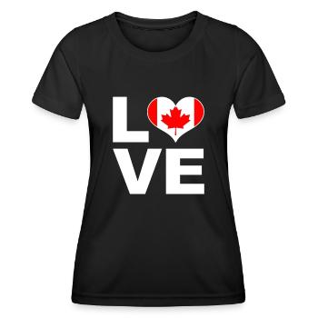J’aime le drapeau du cœur du Canada - T-shirt sport Femme - noir - Devant - AI Model Female 172 light (172cm)