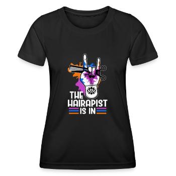 Le Hairapist est dans - T-shirt sport Femme - noir - Devant - AI Model Female 172 light (172cm)