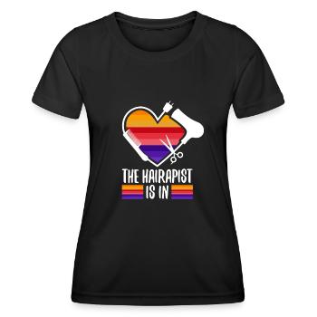 Le Hairapist est dans - T-shirt sport Femme - noir - Devant - AI Model Female 172 light (172cm)