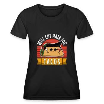 Coupera les cheveux pour les tacos - T-shirt sport Femme - noir - Devant - AI Model Female 172 light (172cm)
