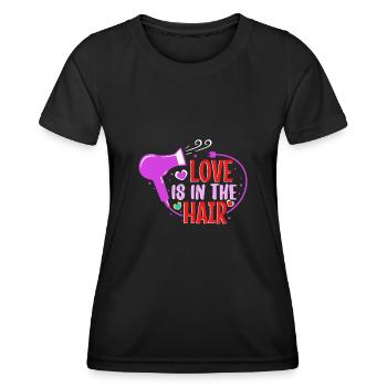 L’amour est dans les cheveux - T-shirt sport Femme - noir - Devant - AI Model Female 172 light (172cm)