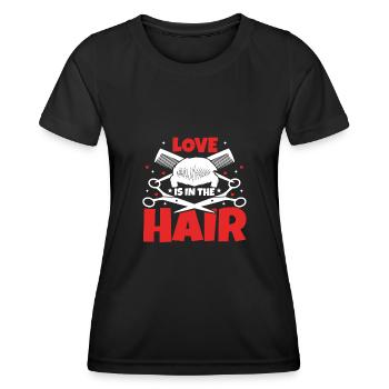 L’amour est dans les cheveux - T-shirt sport Femme - noir - Devant - AI Model Female 172 light (172cm)