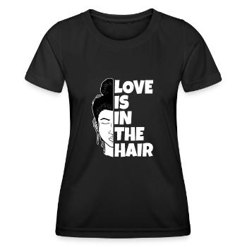 L’amour est dans les cheveux - T-shirt sport Femme - noir - Devant - AI Model Female 172 light (172cm)